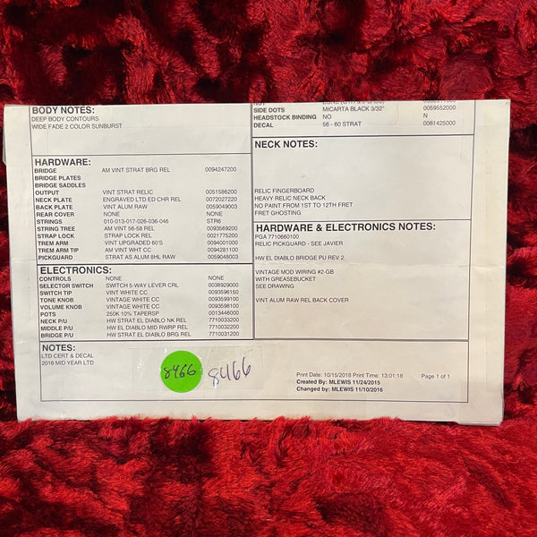 Fender Custom Shop El Diablo Stratocaster - Includes Hardshell Case G-0773 - #CZ538953