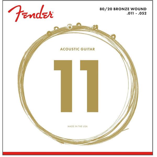 Fender - 80/20 Bronze Acousitc Guitar Strings, Ball End, 70CL .011-.052