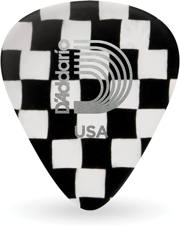 D'Addaro - Checkerboard Celluloid Guitar Picks, Light, 10 Pack