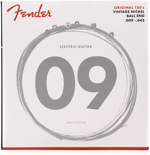 Fender - Original 150 Electric Guitar Strings, Pure Nickel Wound, Ball End, 150L .009-.042
