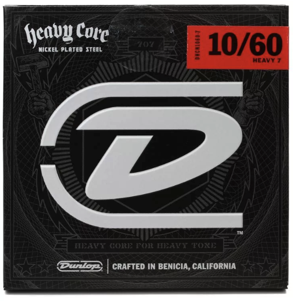Dunlop - DHCN1060-7 Heavy Core NPS Electric Strings - .010-.060 - Heavy 7 7-string