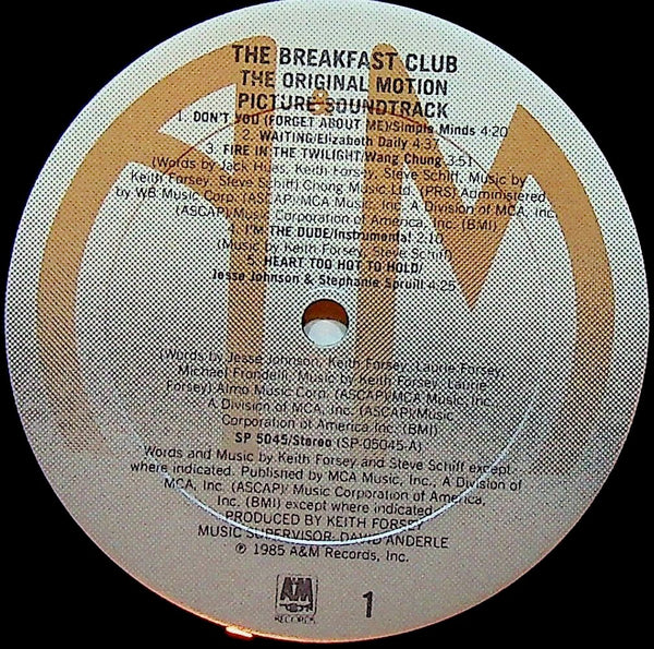 LP-Various Artist-The Breakfast Club (Original Motion Picture Soundtrack)-Original Vinyl-1985