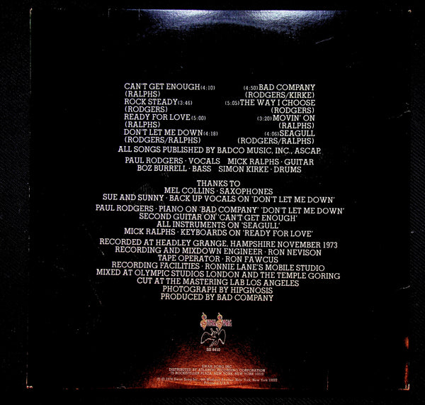 LP - Bad Company - Bad Co. - SS 8410 - Original Pressing