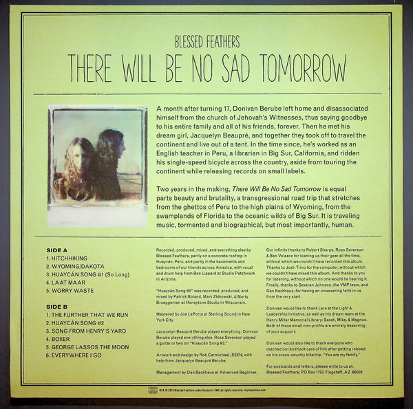 Blessed Feathers – There Will Be No Sad Tomorrow LP *USED* (Pink Vinyl)
