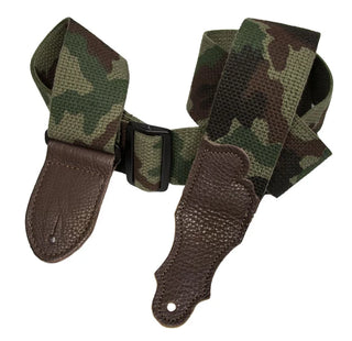 Franklin 2" Cotton Guitar Strap Camouflage - Glove Leather End Tab