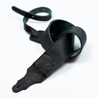 Franklin 2.5" Original Black Glove Leather Guitar Strap Red Stitching
