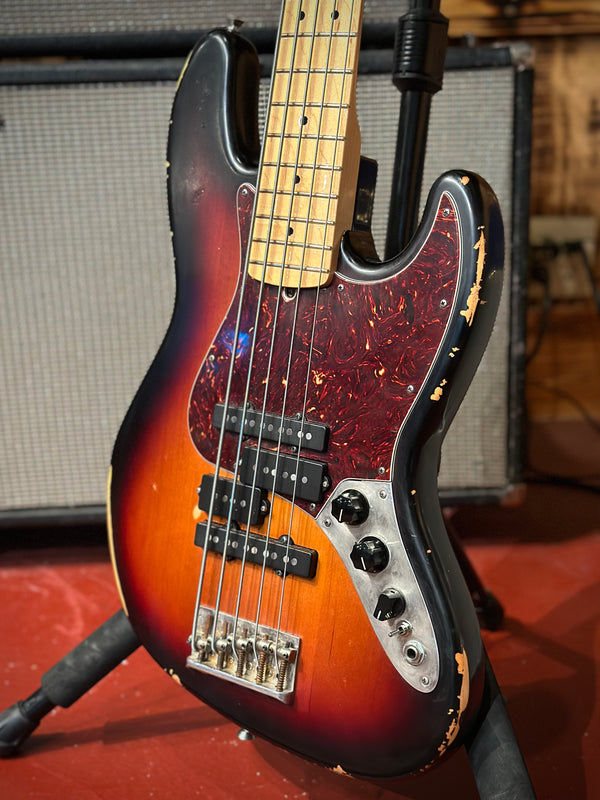 Fender Standard Jazz Bass 5 sting Relic MOD! Three tone Sunburst! GB#869