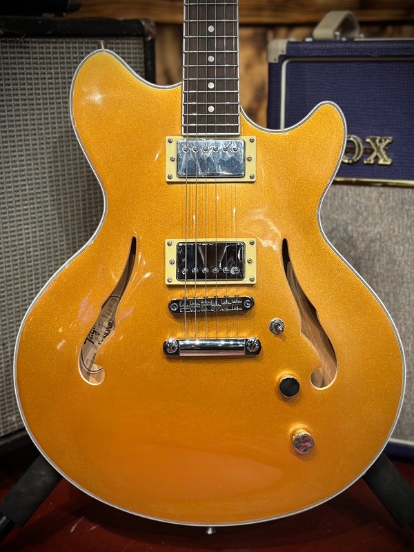 Tagima Ekosonic Metallic Gold Semi Hollow Offset Guitar W/ Hardshell Case!!! #880