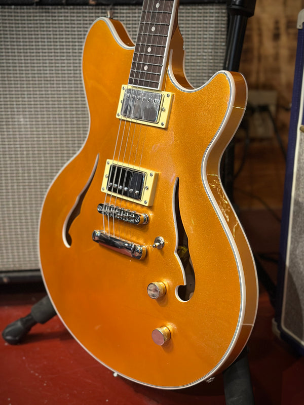 Tagima Ekosonic Metallic Gold Semi Hollow Offset Guitar W/ Hardshell Case!!! #880
