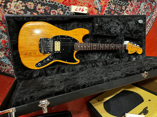 Vintage 1976 Fender Mustang Electric Guitar - Natural Ash - Case 907 - Consignment
