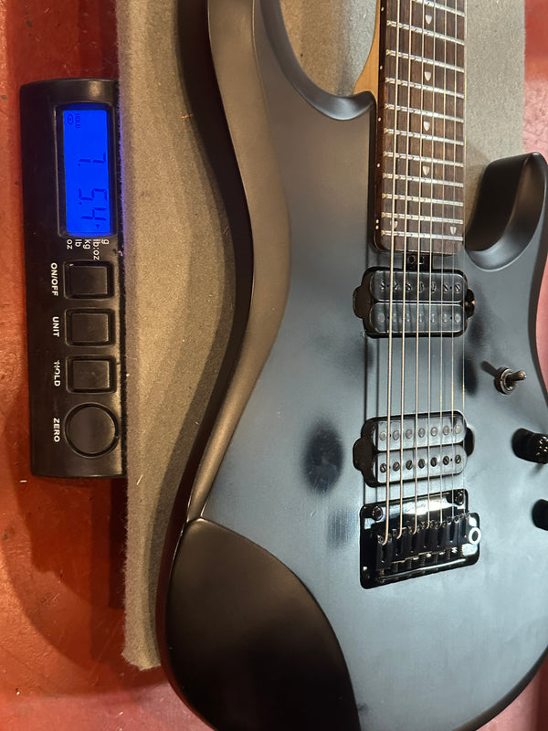 Sterling JP 70 Flat Black 7 String Guitar w/ Case #943