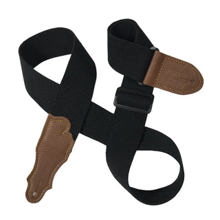 Franklin 2" Cotton Guitar Strap  Black / Caramel - Glove Leather