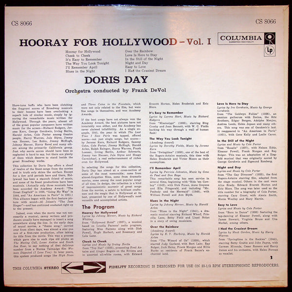 Used Vinyl-Doris Day-Hooray For Hollywood Volume 1-LP