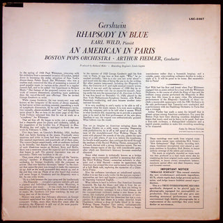 Used Vinyl-Gershwin, Fiedler/Boston Pops, Earl Wind-Rhapsody In Blue/An American In Paris-LP