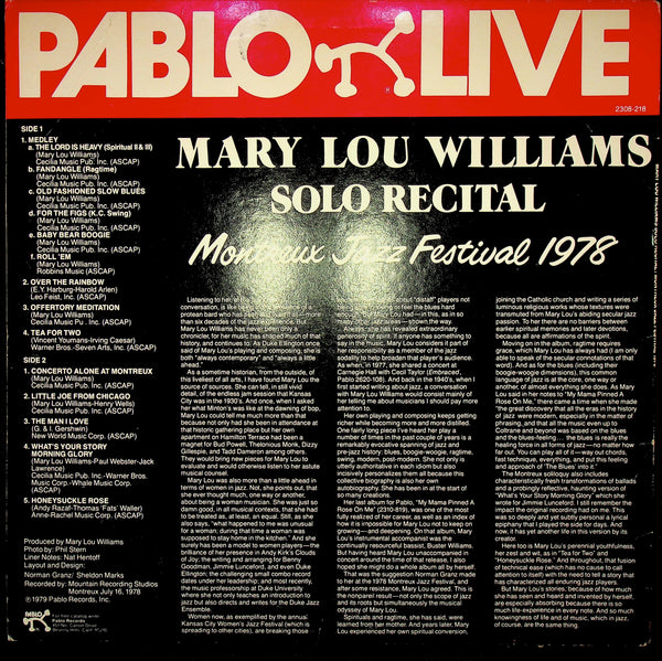 LP-Solo Recital Montreux Jazz Festival 1978-Mary Lou Williams