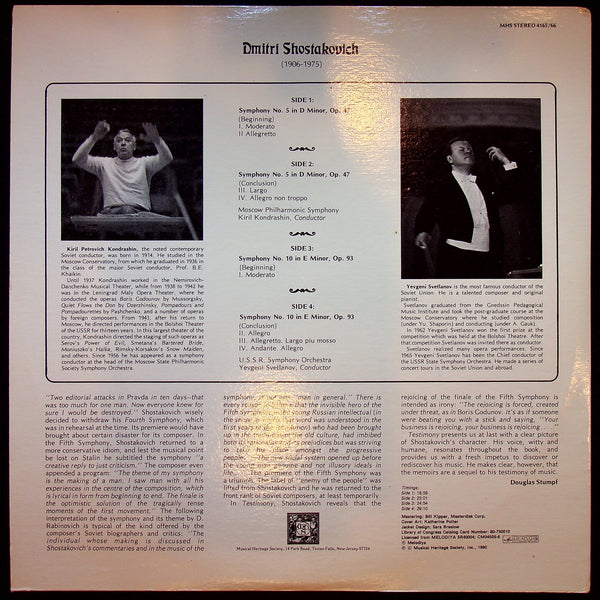 Used Vinyl-Dmitri Shostakovich-Symphony No. 5/Symphony No. 10-LP