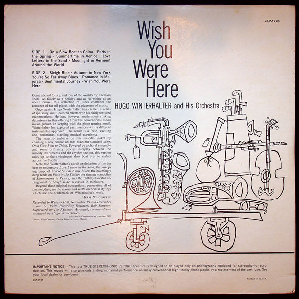 Used Vinyl-Hugo Winterhalter And His Orchestra-Wish You Were Here-LP