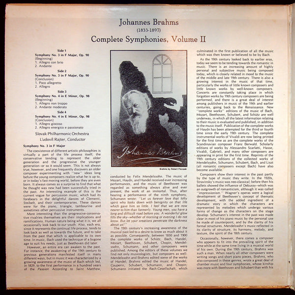 Used Vinyl-Johannes Brahms/Slovak Philharmonic Orchestra-Complete Symphonies Volume II-LP