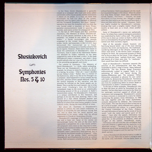 Used Vinyl-Dmitri Shostakovich-Symphony No. 5/Symphony No. 10-LP