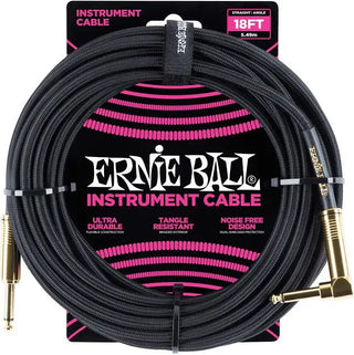 Ernie Ball 18' BRAIDED STRAIGHT / ANGLE INSTRUMENT CABLE - PURPLE AND BLACK
