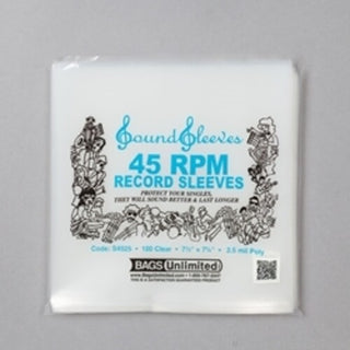 Bags Unlimited S4525 - 7 Inch 45 RPM Record Outer Sleeve - 100 Count (Clear)