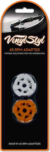Vinyl Styl™ 7 inch 45 RPM Vinyl Record Adapter - Snap In - 10 Pack (Orange/White) NEW