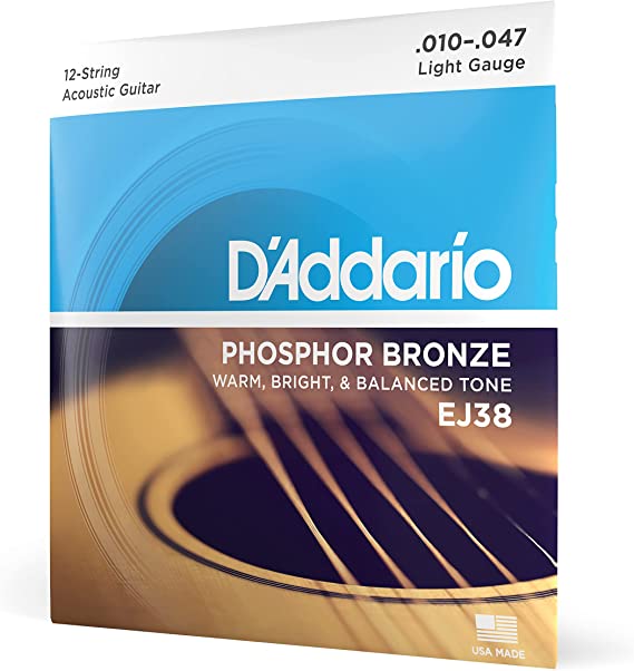D'Addario - EJ38 Phosphor Bronze Acoustic Guitar Strings - .010-.047 Light 12-string