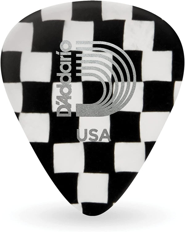 D'Addaro - Checkerboard Celluloid Guitar Picks, Extra Heavy, 10 Pack