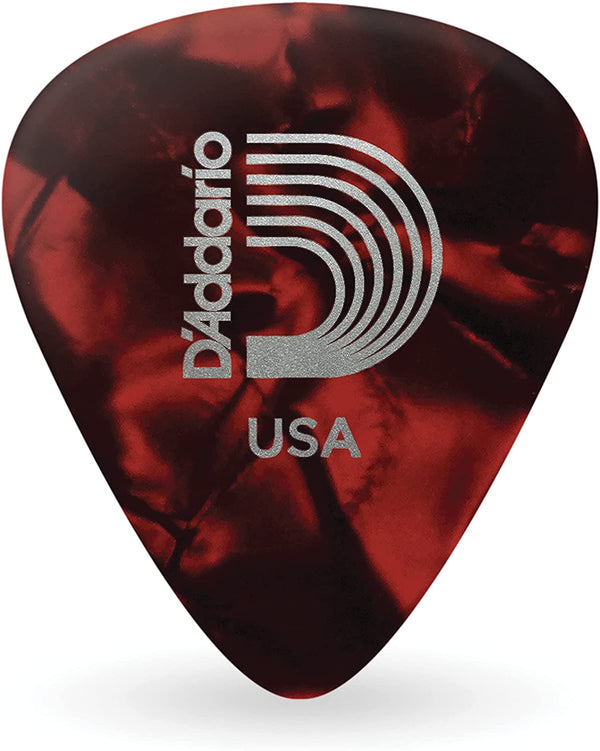 D'Addaro - Celluloid Guitar Picks - Natural Feel, Warm Tone - Red, Light, 10-pack