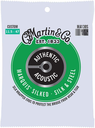 Martin Guitar - MA130S Authentic Acoustic Custom-Gauge Marquis Silked Strings, Silk & Steel Acoustic Guitar Strings