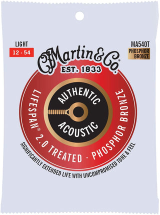 Martin Guitar - Authentic Acoustic Lifespan 2.0 MA540T, 92/8 Phosphor Bronze, Treated Light-Gauge Strings