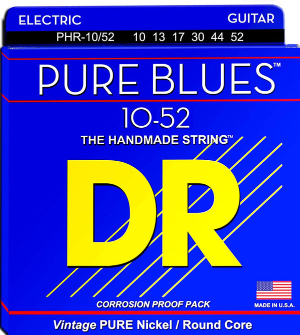 DR Strings - Pure Blues Pure Nickel Wrap Round Core 10-52 PHR-10/52