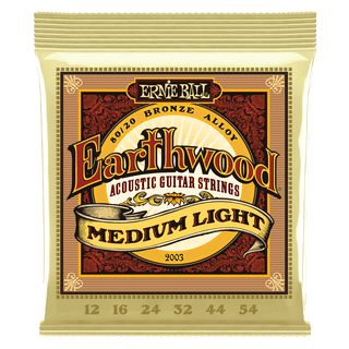 Ernie Ball - Earthwood Medium Light 80/20 Bronze Acoustic Guitar Strings, 12-54 Gauge (P02003)
