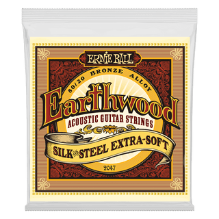Ernie Ball - Earthwood Silk & Steel Extra Soft 80/20 Bronze Acoustic Guitar Strings, 10-50 Gauge (P02047)
