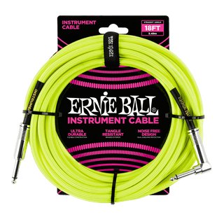 Ernie Ball BRAIDED STRAIGHT / ANGLE INSTRUMENT CABLE 18FT NEON YELLOW