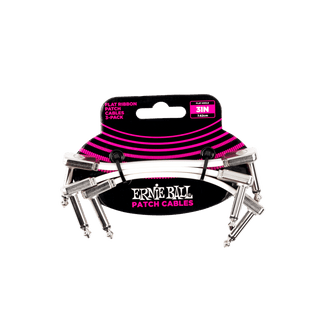 Ernie Ball 3in Flat Ribbon Patch Cables 3-Pack - White