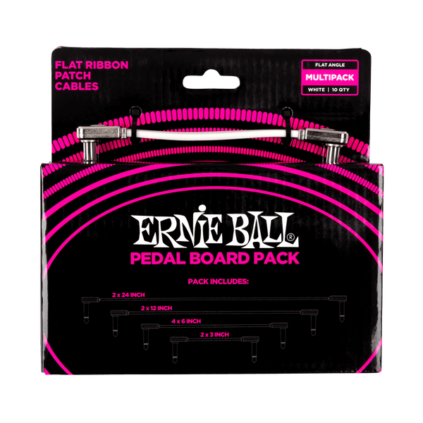 Ernie Ball Flat Ribbon Patch Cables Pedalboard Multi-Pack - White