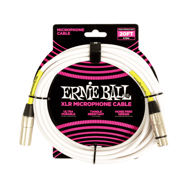 Ernie Ball CLASSIC XLR MICROPHONE CABLE MALE/FEMALE 20FT - WHITE
