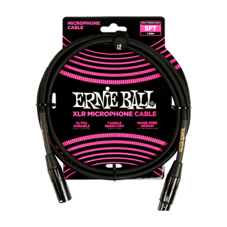 Ernie Ball  BRAIDED XLR MICROPHONE CABLE MALE/FEMALE 5FT - BLACK
