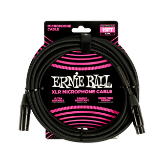 Ernie Ball BRAIDED XLR MICROPHONE CABLE MALE/FEMALE 15FT - BLACK