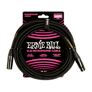 Ernie Ball BRAIDED XLR MICROPHONE CABLE MALE/FEMALE 20FT - BLACK