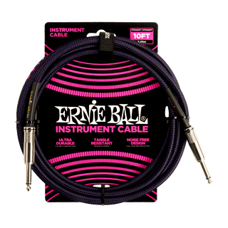 Ernie Ball BRAIDED INSTRUMENT CABLE STRAIGHT/STRAIGHT 10FT - PURPLE/BLACK