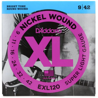 D'Addario - EXL120 XL Nickel Wound Electric Guitar Strings - .009-.042 Super Light