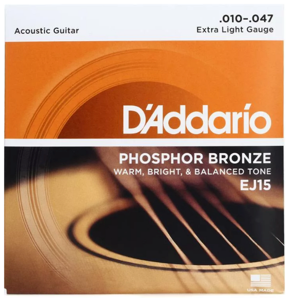 D'Addario - EJ15 Phosphor Bronze Acoustic Guitar Strings - .010-.047 Extra Light
