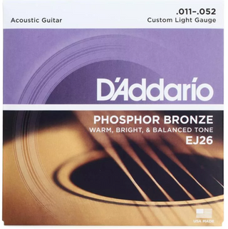 D'Addario - EJ26 Phosphor Bronze Acoustic Guitar Strings - .011-.052 Custom Light