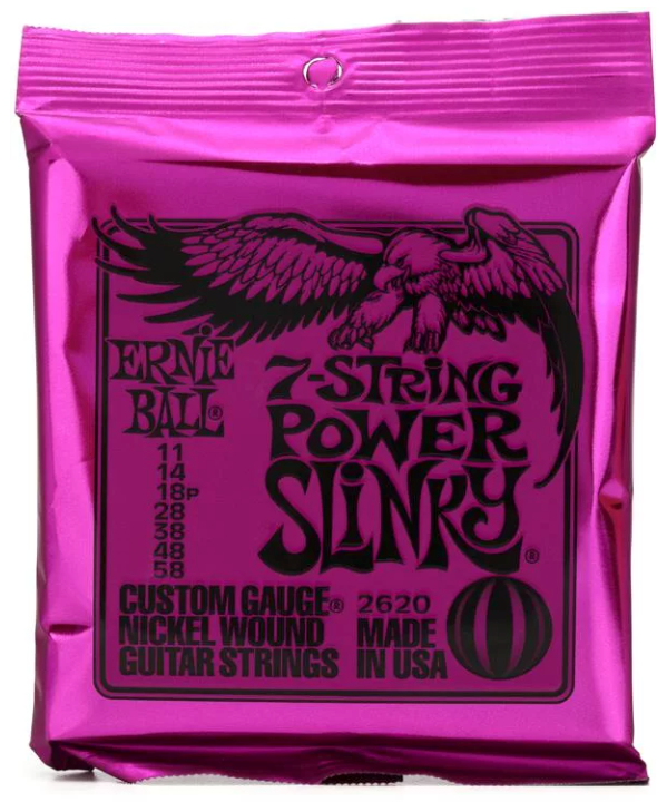 Ernie Ball - 2620 Power Slinky Nickel Wound Electric Guitar Strings - .011-.058 7-string