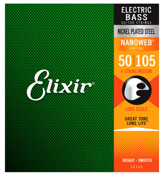 Elixir 14102 Nanoweb Coated Long Scale 4-String Bass Strings 14102 Medium 50-105