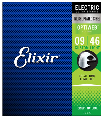 Elixir 19027 Optiweb Coated Nickel Plated Electric Guitar Strings Custom Light 9-46