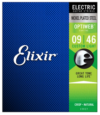 Elixir 19027 Optiweb Coated Nickel Plated Electric Guitar Strings Custom Light 9-46
