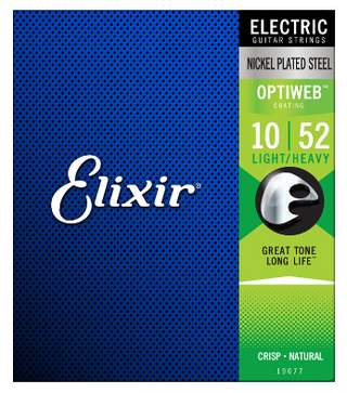 Elixir 19077 Optiweb Coated Nickel Plated Electric Guitar Strings Light Heavy 10-52
